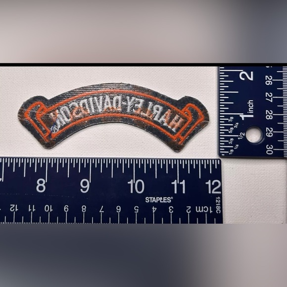 Authentic Vintage Harley-Davidson Orange Scroll White Letter Emblem Patch Medium - Picture 2 of 2